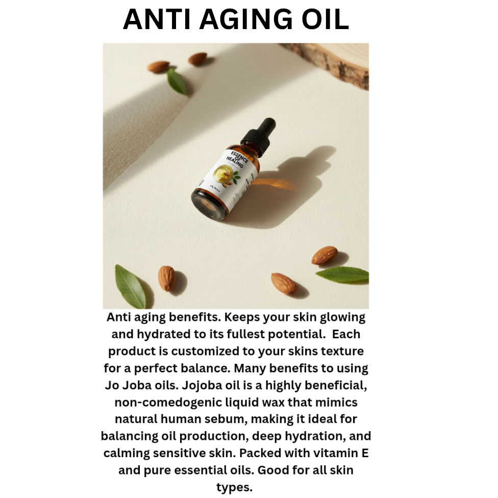 Anti-aging oil bottle with almonds and leaves on a light background