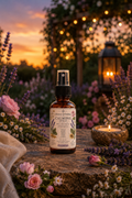Beautiful botanical background on a serene evening Calming Spray Aromatherapy by Essence of Healing Body Mist Pillow Spray Self-Care routines 
