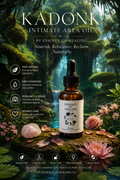 Kadonk intimate area oil bottle with nature-themed background